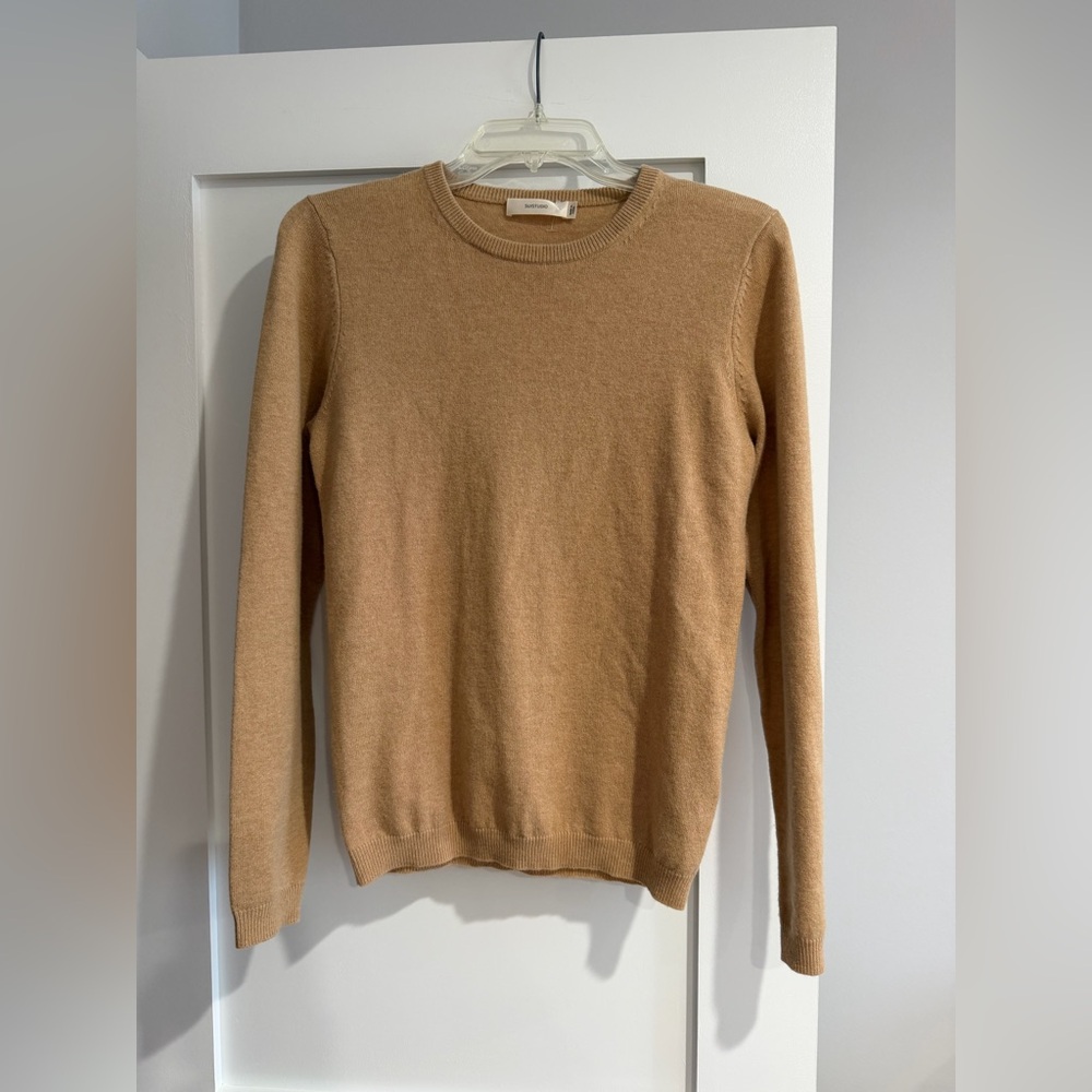 SUISTUDIO Women’s M Sweater Camel Tan Merino Wool Pull On Long Sleeved